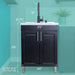 Tehila Black Vanity Cabinet and White Utility Sink with Black Finish High-Arc Pull-Down Faucet - Sweatfully