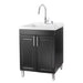 Tehila Black Vanity Cabinet and White Utility Sink with Chrome Finish High-Arc Pull-Down Faucet - Sweatfully