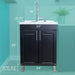 Tehila Black Vanity Cabinet and White Utility Sink with Chrome Finish High-Arc Pull-Down Faucet - Sweatfully