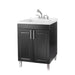 Tehila Black Vanity Cabinet and White Utility Sink with Stainless Steel Finish Pull-Out Faucet - Sweatfully