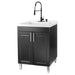 Tehila Black Vanity Cabinet and White Utility Sink with Black Finish High-Arc Coil Pull-Down Faucet - Sweatfully