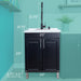 Tehila Black Vanity Cabinet and White Utility Sink with Black Finish High-Arc Coil Pull-Down Faucet - Sweatfully