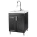 Tehila Black Vanity Cabinet and White Utility Sink with Stainless Steel Finish High-Arc Coil Pull-Down Faucet - Sweatfully