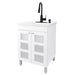 Tehila White Vanity Cabinet and White Utility Sink with Black Finish High-Arc Pull-Down Faucet - Sweatfully