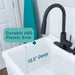 Tehila White Vanity Cabinet and White Utility Sink with Black Finish High-Arc Pull-Down Faucet - Sweatfully