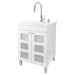 Tehila White Vanity Cabinet and White Utility Sink with Chrome Finish High-Arc Pull-Down Faucet - Sweatfully
