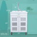 Tehila White Vanity Cabinet and White Utility Sink with Chrome Finish High-Arc Pull-Down Faucet - Sweatfully
