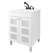 Tehila White Vanity Cabinet and White Utility Sink with Black Finish Pull-Out Faucet - Sweatfully
