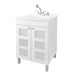 Tehila White Vanity Cabinet and White Utility Sink with Chrome Finish Pull-Out Faucet - Sweatfully