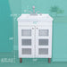 Tehila White Vanity Cabinet and White Utility Sink with Chrome Finish Pull-Out Faucet - Sweatfully
