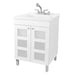 Tehila White Vanity Cabinet and White Utility Sink with Stainless Steel Finish Pull-Out Faucet - Sweatfully