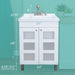 Tehila White Vanity Cabinet and White Utility Sink with Stainless Steel Finish Pull-Out Faucet - Sweatfully