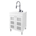 Tehila White Vanity Cabinet and White Utility Sink with Black Finish High-Arc Coil Pull-Down Faucet - Sweatfully