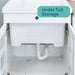 Tehila White Vanity Cabinet and White Utility Sink with Black Finish High-Arc Coil Pull-Down Faucet - Sweatfully