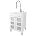 Tehila White Vanity Cabinet and White Utility Sink with Stainless Steel Finish High-Arc Coil Pull-Down Faucet - Sweatfully