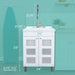 Tehila White Vanity Cabinet and White Utility Sink with Stainless Steel Finish High-Arc Coil Pull-Down Faucet - Sweatfully