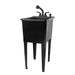 Tehila Space Saver Freestanding Black Utility Sink with Black Finish Pull-Out Faucet - Sweatfully