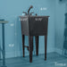 Tehila Space Saver Freestanding Black Utility Sink with Black Finish Pull-Out Faucet - Sweatfully