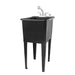 Tehila Space Saver Freestanding Black Utility Sink with Chrome Finish Pull-Out Faucet - Sweatfully