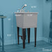 Tehila Space Saver Freestanding Grey Utility Sink with Stainless Steel Finish Pull-Out Faucet - Sweatfully