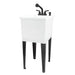 Tehila Space Saver Freestanding White Utility Sink with Black Finish Pull-Out Faucet - Sweatfully