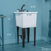 Tehila Space Saver Freestanding White Utility Sink with Black Finish Pull-Out Faucet - Sweatfully