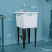 Tehila Space Saver Freestanding White Utility Sink with Chrome Finish Pull-Out Faucet - Sweatfully