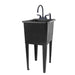 Tehila Space Saver Freestanding Black Utility Sink with Black Finish Gooseneck Faucet and Side Sprayer - Sweatfully