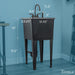 Tehila Space Saver Freestanding Black Utility Sink with Black Finish Gooseneck Faucet and Side Sprayer - Sweatfully