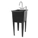 Tehila Space Saver Freestanding Black Utility Sink with Stainless Steel Finish Gooseneck Faucet and Side Sprayer - Sweatfully