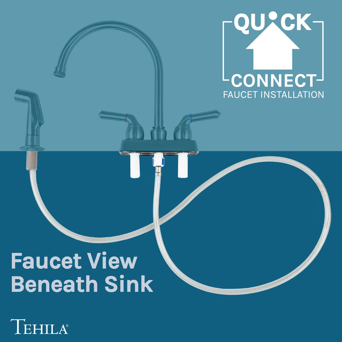 Tehila Space Saver Freestanding Black Utility Sink with Stainless Steel Finish Gooseneck Faucet and Side Sprayer - Sweatfully