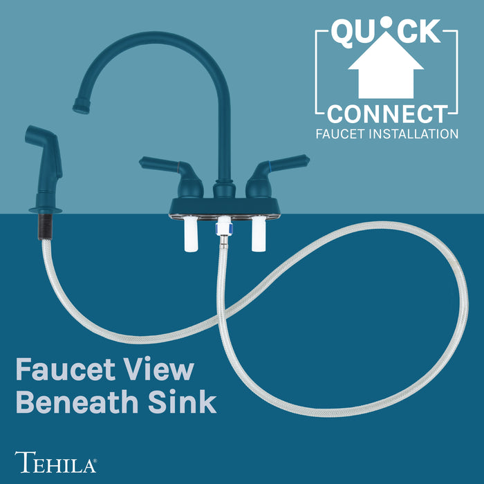 Tehila Space Saver Freestanding White Utility Sink with Black Finish Gooseneck Faucet and Side Sprayer - Sweatfully