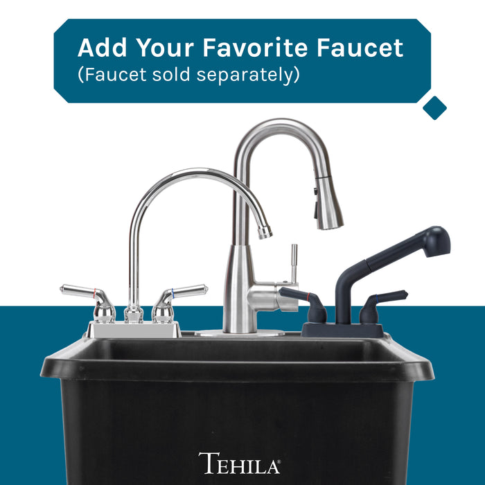 Tehila Space Saver Freestanding Black Utility Sink - Sweatfully
