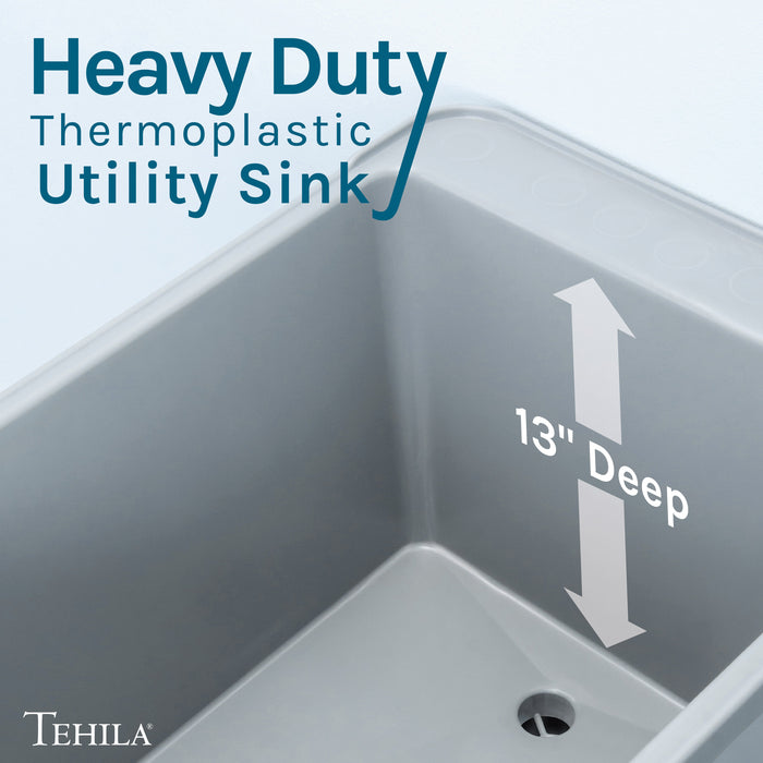 Tehila Space Saver Freestanding Grey Utility Sink - Sweatfully