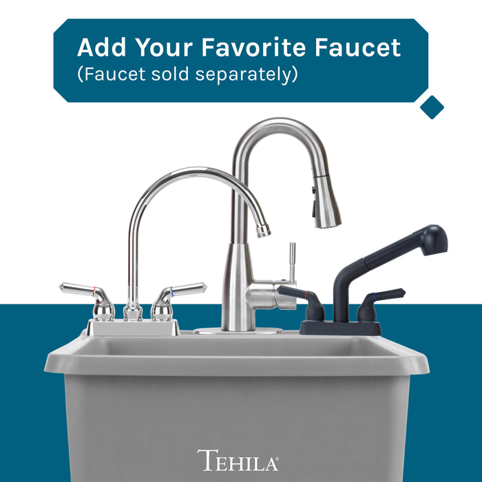 Tehila Space Saver Freestanding Grey Utility Sink - Sweatfully