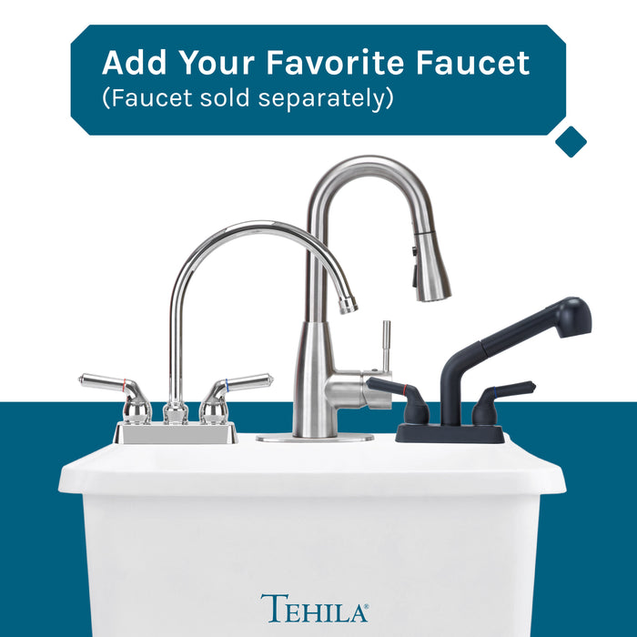Tehila Space Saver Freestanding White Utility Sink - Sweatfully