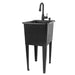 Tehila Space Saver Freestanding Black Utility Sink with Black Finish Low-Profile Pull-Down Faucet - Sweatfully