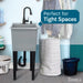 Tehila Space Saver Freestanding Grey Utility Sink with Black Finish Low-Profile Pull-Down Faucet - Sweatfully
