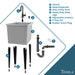 Tehila Space Saver Freestanding Grey Utility Sink with Black Finish Low-Profile Pull-Down Faucet - Sweatfully