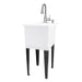 Tehila Space Saver Freestanding White Utility Sink with Stainless Steel Finish Low-Profile Pull-Down Faucet - Sweatfully