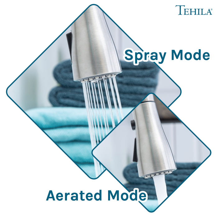 Tehila Space Saver Freestanding White Utility Sink with Stainless Steel Finish Low-Profile Pull-Down Faucet - Sweatfully