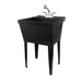 Tehila Standard Freestanding Black Utility Sink with Chrome Finish Pull-Out Faucet - Sweatfully