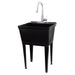 Tehila Standard Freestanding Black Utility Sink with Stainless Steel Finish High-Arc Pull-Down Faucet - Sweatfully