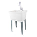 Tehila Standard Freestanding White Utility Sink with Chrome Finish High-Arc Pull-Down Faucet - Sweatfully