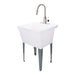 Tehila Standard Freestanding White Utility Sink with Stainless Steel Finish High-Arc Pull-Down Faucet - Sweatfully