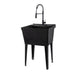Tehila Standard Freestanding Black Utility Sink with Black Finish High-Arc Coil Pull-Down Faucet - Sweatfully