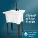 Tehila Luxe Freestanding White Utility Sink with Black Finish High-Arc Coil Pull-Down Faucet - Sweatfully