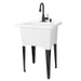 Tehila Luxe Freestanding White Utility Sink with Black Finish Low-Profile Pull-Down Faucet - Sweatfully