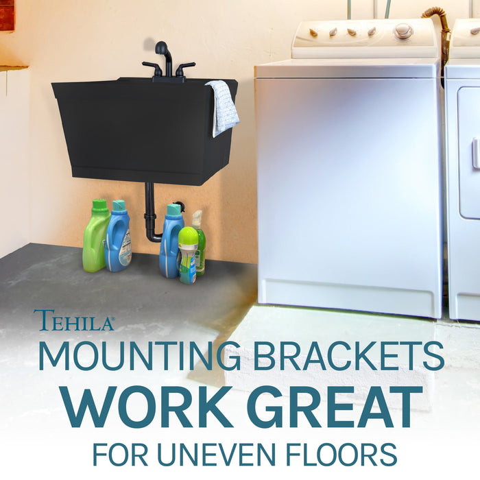 Tehila Black Wall Mounting Kit for Tehila Standard Sinks - Sweatfully