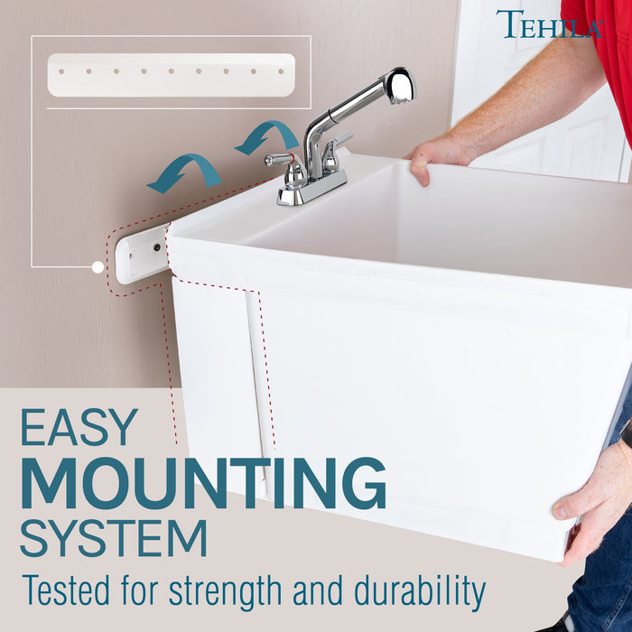 Tehila White Wall Mounting Kit for Tehila Standard Sinks - Sweatfully